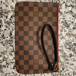 Brown Checkered Wristlet